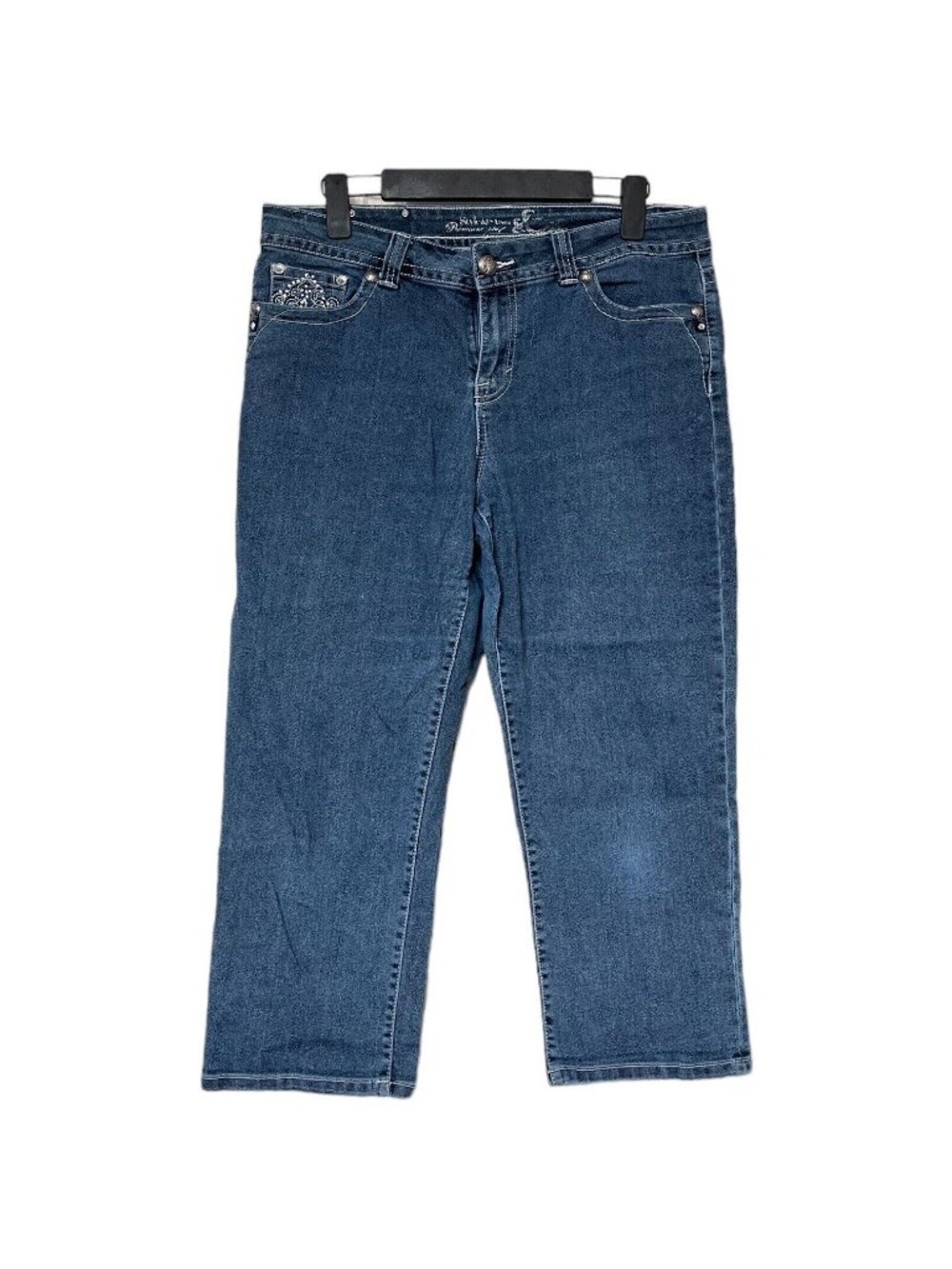 Style & Co Premium Jeans Women's 14P Blue Rhinestones Embellished Beads Stretch